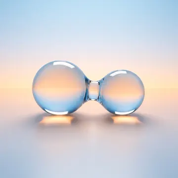 Two glass droplets joined by a thin bridge